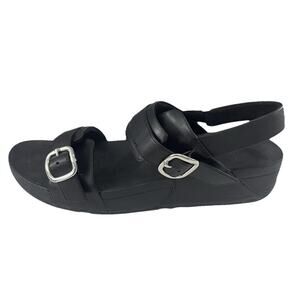 Fit Flop P24us women's sandal ES6-090 Lulu Adjustable Black Leather Back-Strap